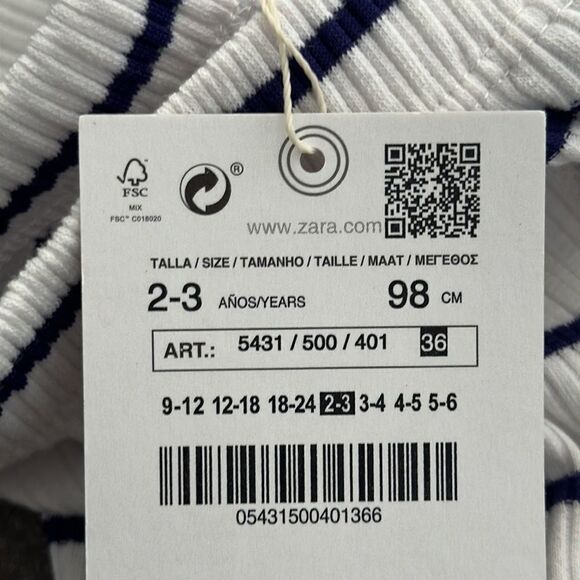 ZARA Kids | Navy / White | PRINTED RIBBED PANTS - Picture 8 of 10